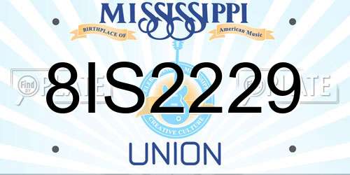 8IS2229 Mississippi License Plate