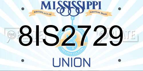 8IS2729 Mississippi License Plate