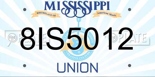 8IS5012 Mississippi License Plate