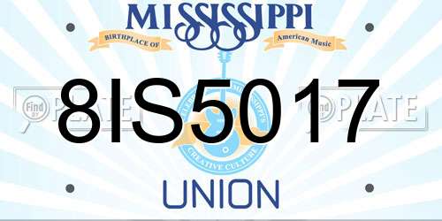 8IS5017 Mississippi License Plate