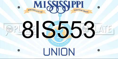 8IS553 Mississippi License Plate