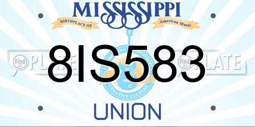 8IS583 Mississippi License Plate