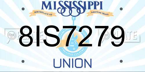 8IS7279 Mississippi License Plate