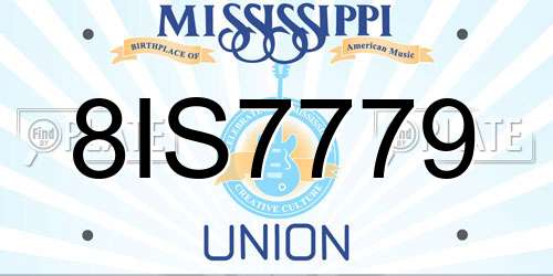 8IS7779 Mississippi License Plate