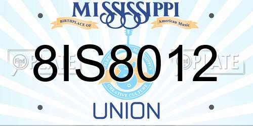8IS8012 Mississippi License Plate