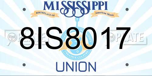8IS8017 Mississippi License Plate