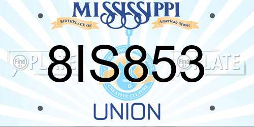 8IS853 Mississippi License Plate