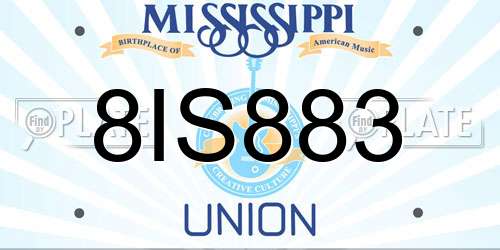 8IS883 Mississippi License Plate
