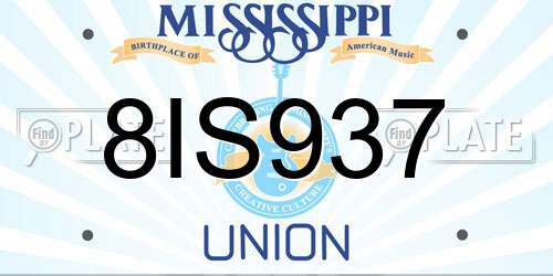8IS937 Mississippi License Plate