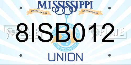 8ISB012 Mississippi License Plate