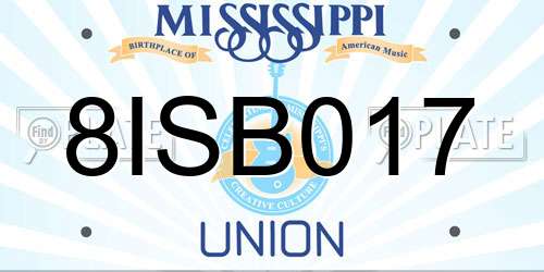 8ISB017 Mississippi License Plate