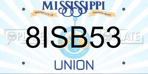 8ISB53 Mississippi License Plate