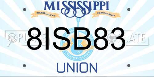 8ISB83 Mississippi License Plate