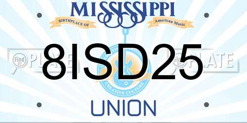 8ISD25 Mississippi License Plate