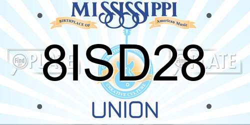 8ISD28 Mississippi License Plate