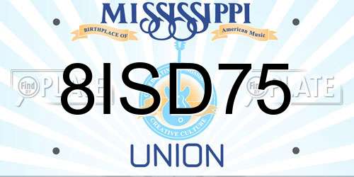 8ISD75 Mississippi License Plate