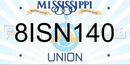 8ISN140 Mississippi License Plate