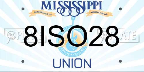 8ISO28 Mississippi License Plate