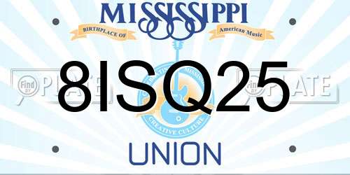 8ISQ25 Mississippi License Plate