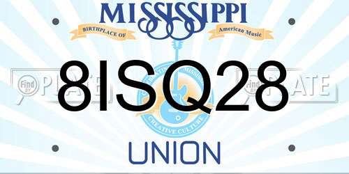 8ISQ28 Mississippi License Plate
