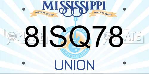 8ISQ78 Mississippi License Plate