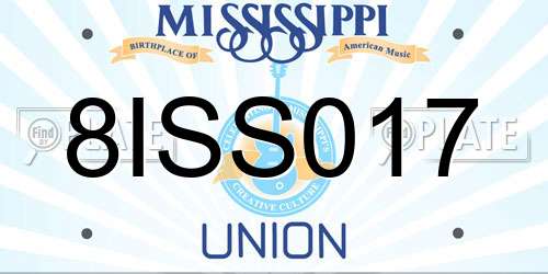 8ISS017 Mississippi License Plate
