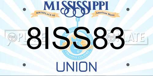 8ISS83 Mississippi License Plate