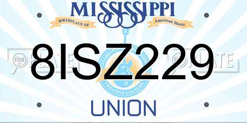 8ISZ229 Mississippi License Plate