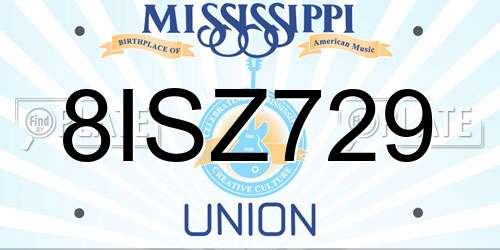 8ISZ729 Mississippi License Plate