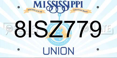8ISZ779 Mississippi License Plate