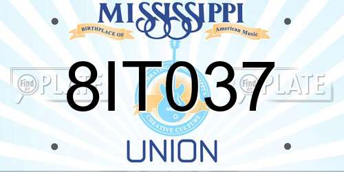 8IT037 Mississippi License Plate