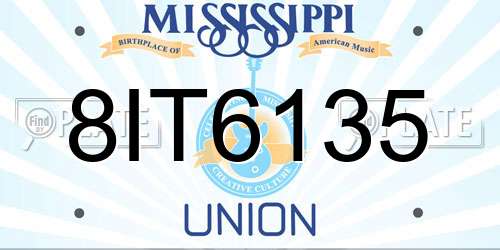 8IT6135 Mississippi License Plate