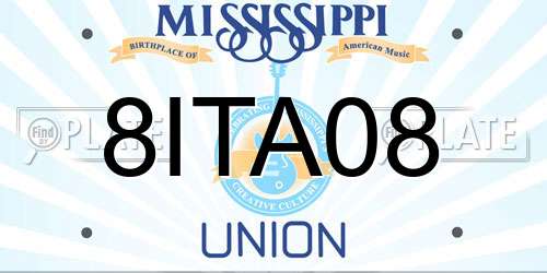 8ITA08 Mississippi License Plate