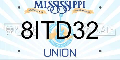 8ITD32 Mississippi License Plate