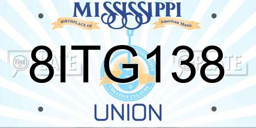 8ITG138 Mississippi License Plate