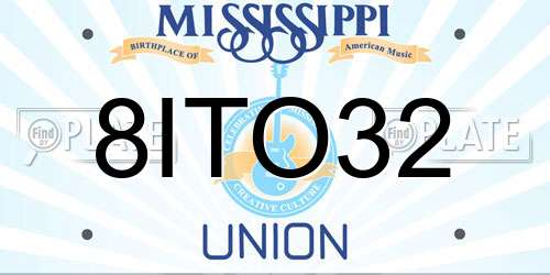 8ITO32 Mississippi License Plate