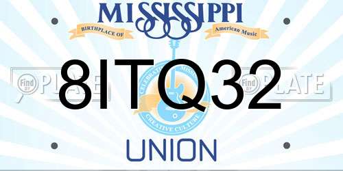 8ITQ32 Mississippi License Plate