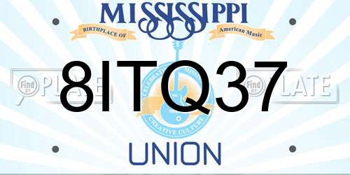 8ITQ37 Mississippi License Plate
