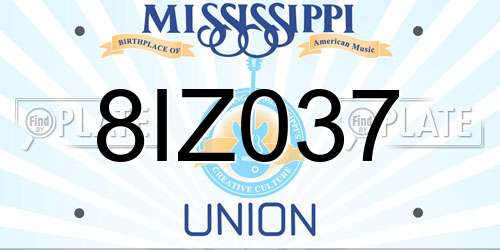 8IZ037 Mississippi License Plate
