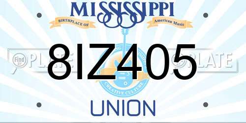 8IZ405 Mississippi License Plate