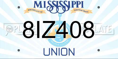 8IZ408 Mississippi License Plate