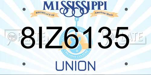 8IZ6135 Mississippi License Plate
