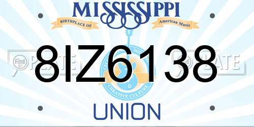 8IZ6138 Mississippi License Plate