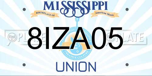 8IZA05 Mississippi License Plate