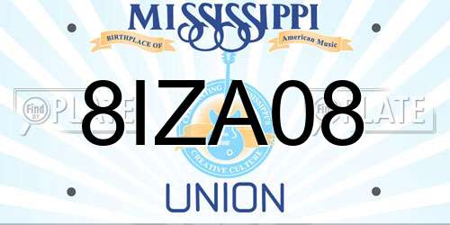 8IZA08 Mississippi License Plate