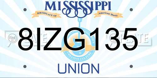 8IZG135 Mississippi License Plate