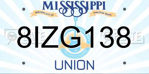 8IZG138 Mississippi License Plate