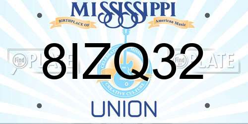8IZQ32 Mississippi License Plate