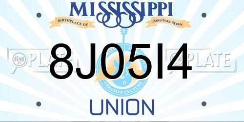 8J05I4 Mississippi License Plate