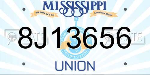 8J13656 Mississippi License Plate